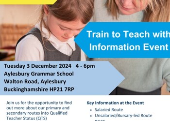 Join us on 3 December - Train to Teach Information Event