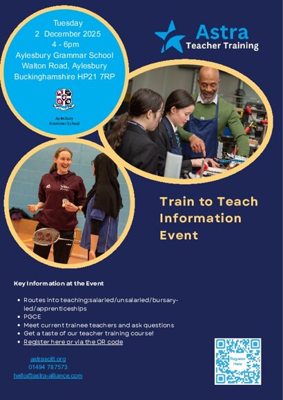 AGS Train to Teach Info Evening advert 2026 (portrait) (3)